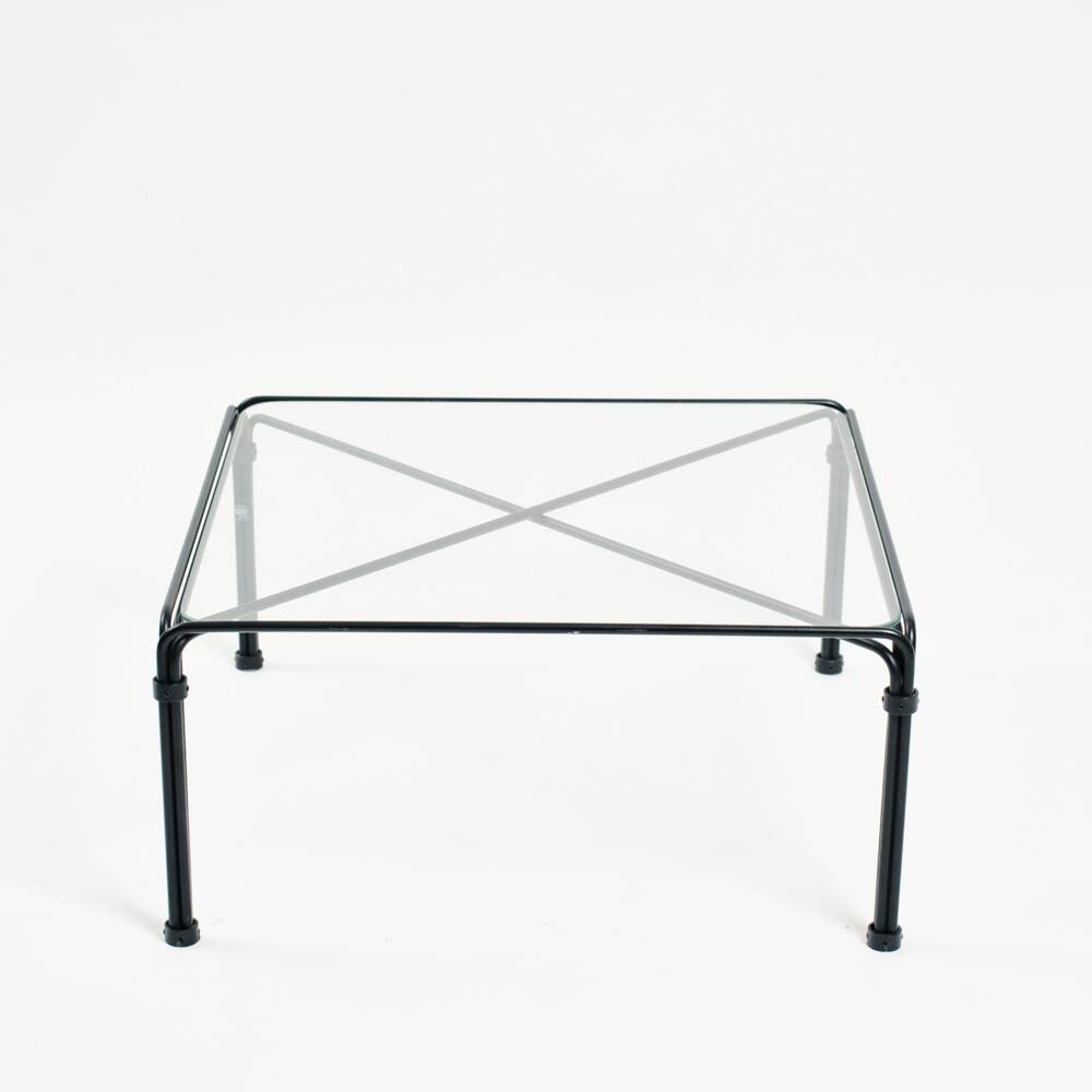 Black modernist design lounge set by Jan van Opzeeland in leather and steel bar, Netherlands, 1980s