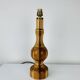 Vintage turned wood lamp, silk lampshade