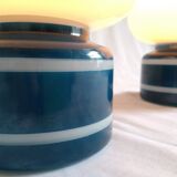 Pair of duck blue and white opaline lamps