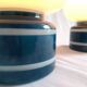 Pair of duck blue and white opaline lamps