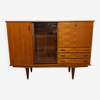 Vintage teak secretary display cabinet from the 50s/60s