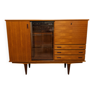 Vintage teak secretary display cabinet from the 50s/60s