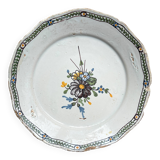 Ancienne Assiette Faïence Française XVIIIème NEVERS motif fleuri
