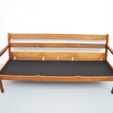 Senator sofa with black leather cushions by Ole Wascher for France and Son