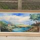 Oil painting on canvas, mount and lake, signed Huet 100x50