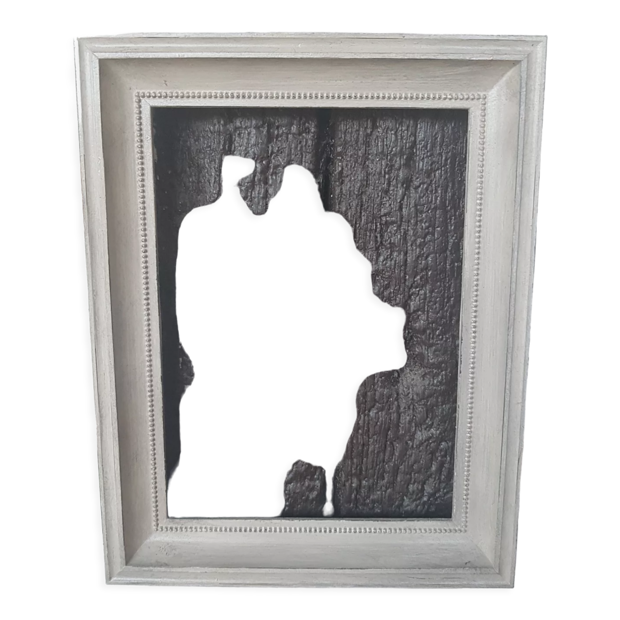 Rectangular frame patinated gray linen