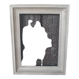 Rectangular frame patinated gray linen