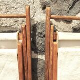 Transat avec extension chaise longue, en bois et tissu