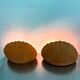 Pair of vintage Italian shell wall sconces, large terracotta sculptures, 1980s