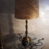 large brass lamp and wood 1970 very elegant 60x35cm