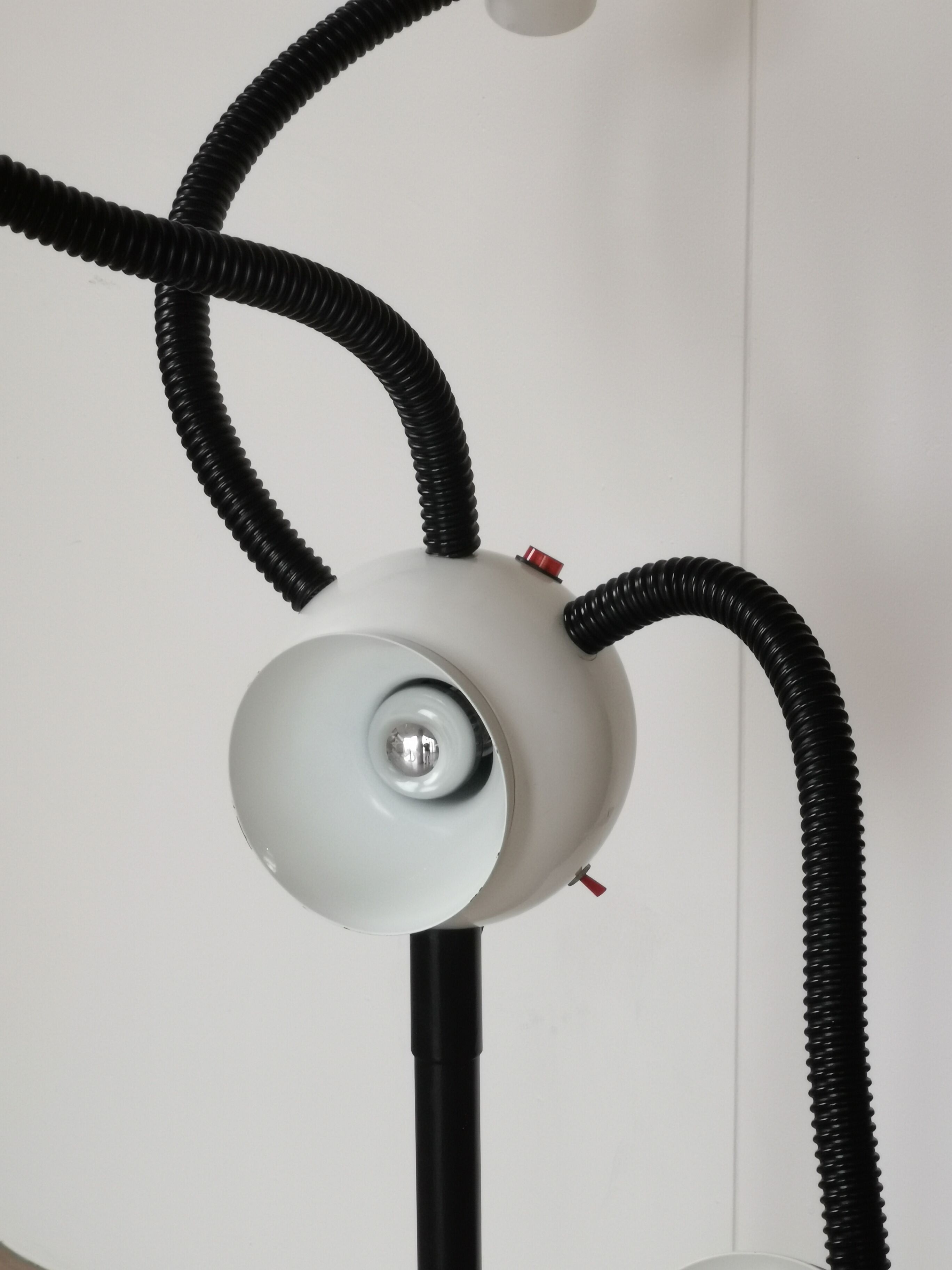 Space age lamp with 4 articulated spots, eyeball, sci-fi, 1970.