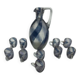 Ancien service liqueur en verre soufflé 6 verres et une carafe