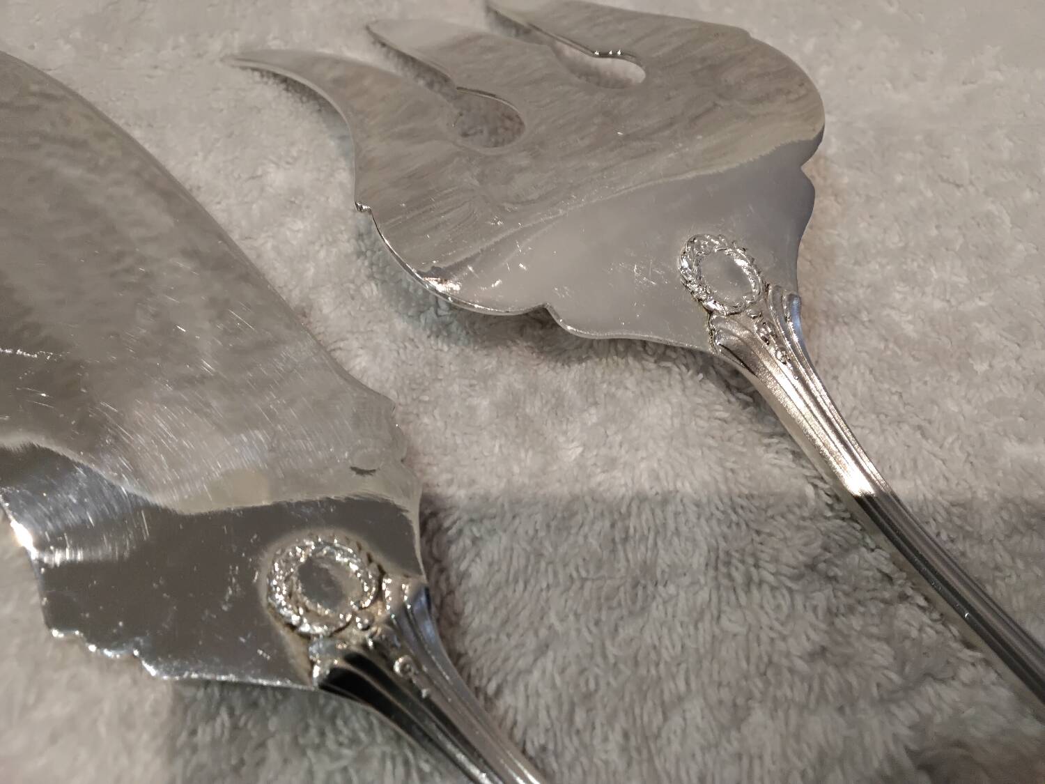Fish serving set, 2 pieces, silver-plated metal, Apollo Empire silversmith