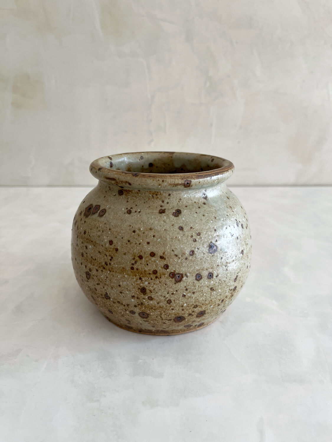 Vintage pyrite stoneware ball vase