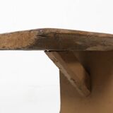 French Antique primitive wooden bench with nice patina