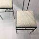 Pair of Postmodern High Back Black Metal Side Chairs in Boucle 1980s Vintage 70s