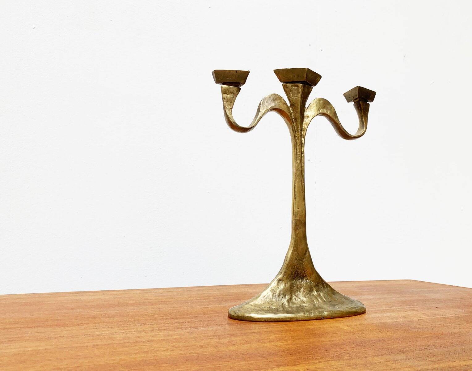 Vintage Brutalist Bronze Candle Holder