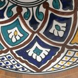 Grand plat à couscous ancien en grès ceramisé et émaux