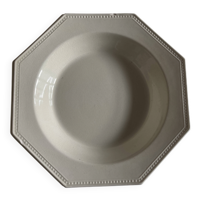Set de 5 assiettes Creil Montereau octogonales perles