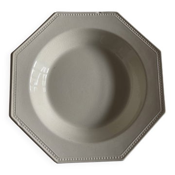 Set of 5 octagonal pearl plates from Creil Montereau.