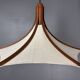 Teak And Linen Umbrella Counter Balance Pendant By Domus, 1970s