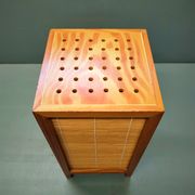 Tarogo Shoji living room lamp in wood and bamboo reeds Japan 80s