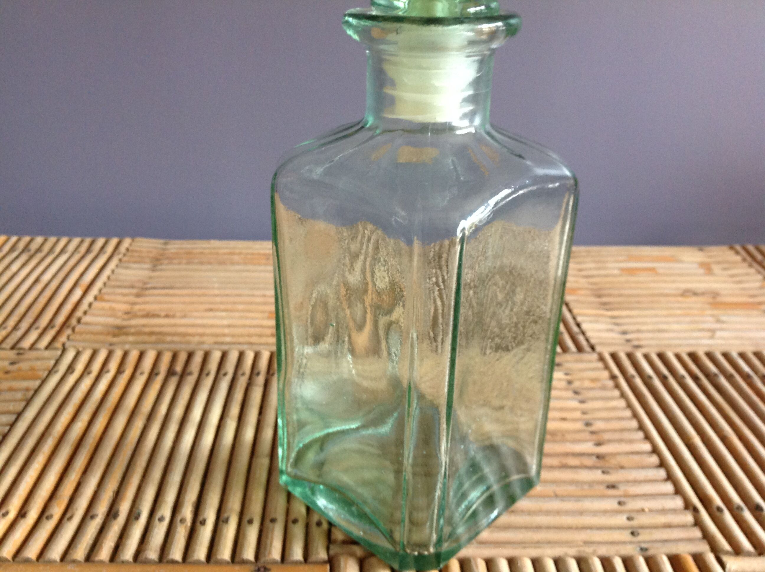 Green glass carafe