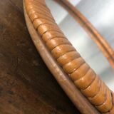 Vintage oval wicker mirror