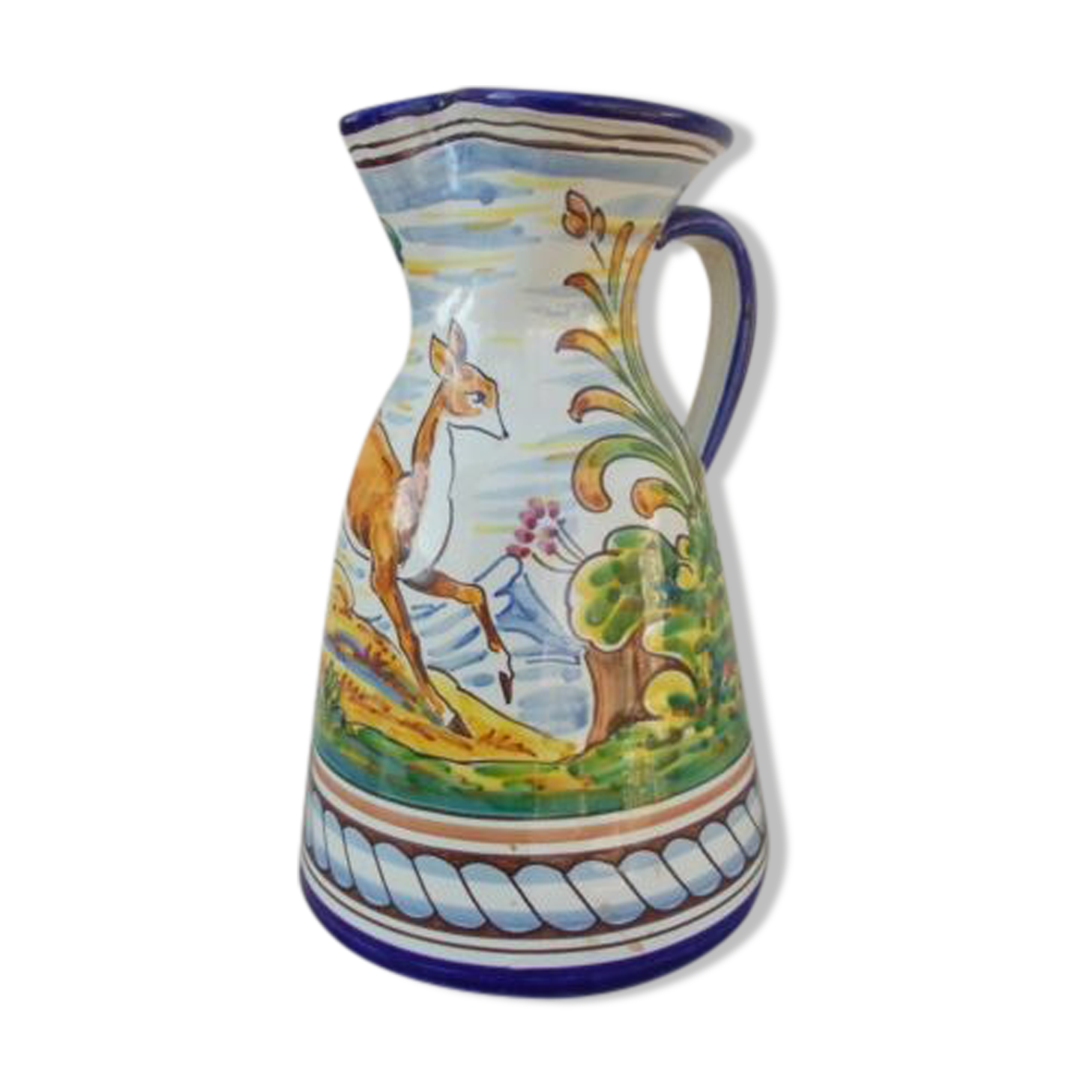 Ceramic Talavera pitcher hand-painted décor