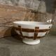 Antique bowl with burgundy and white checks