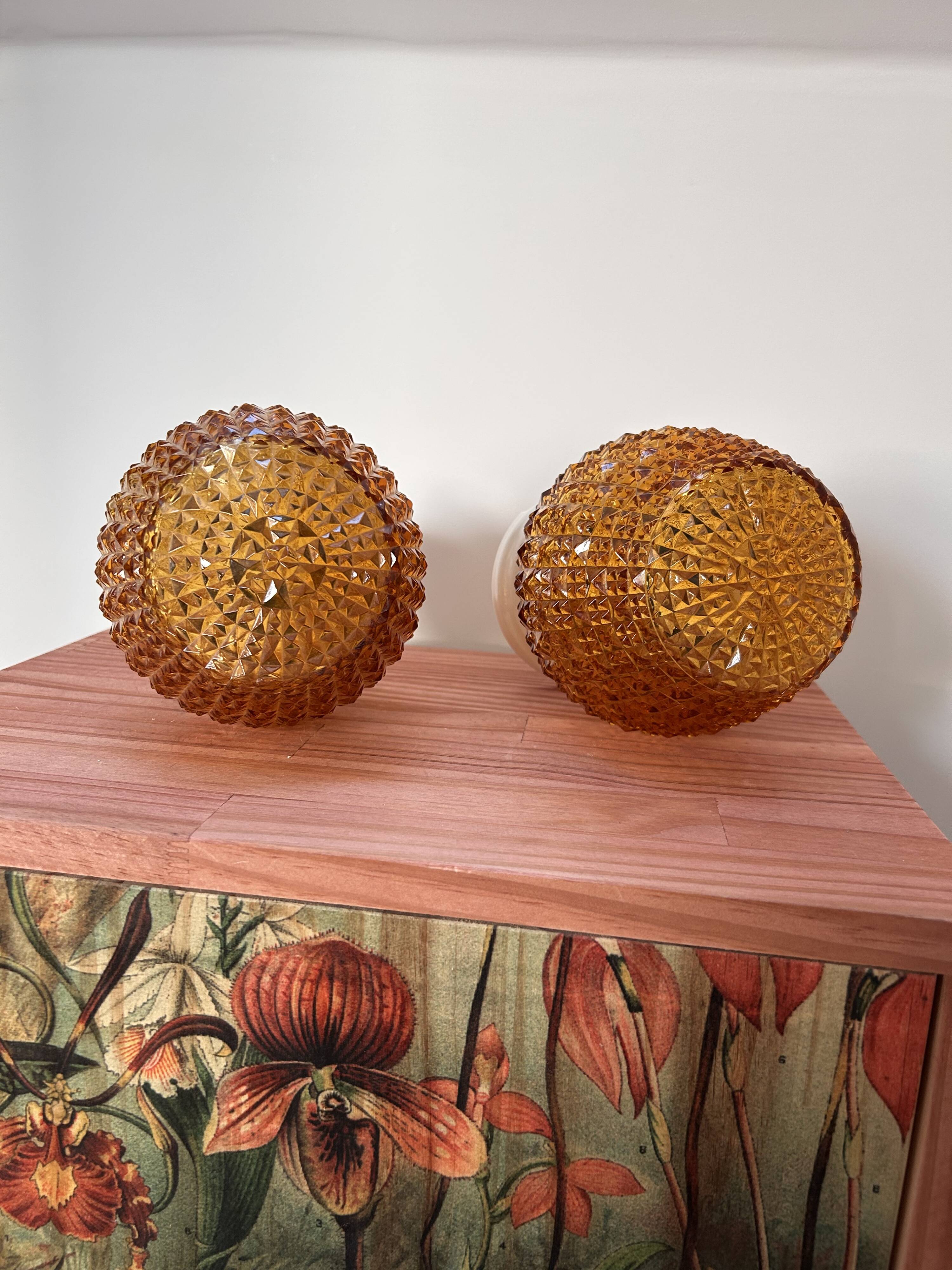 Pair of gold glass wall sconces