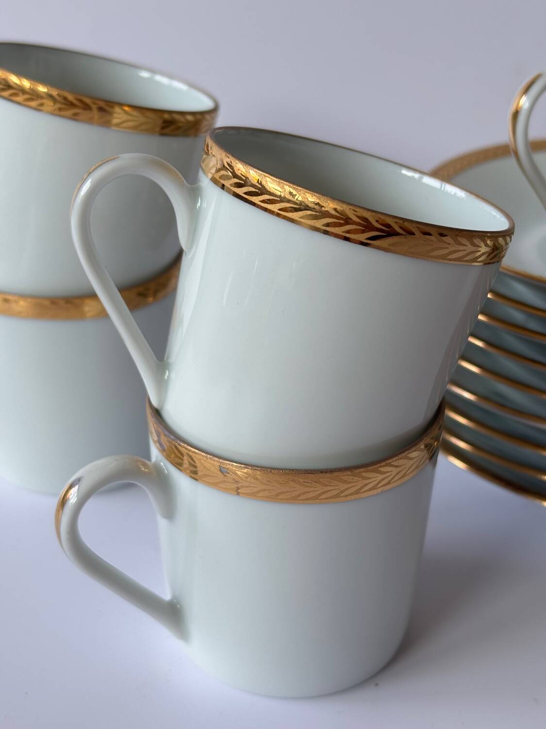 Limoges porcelain coffee service, gilded with gold leaf