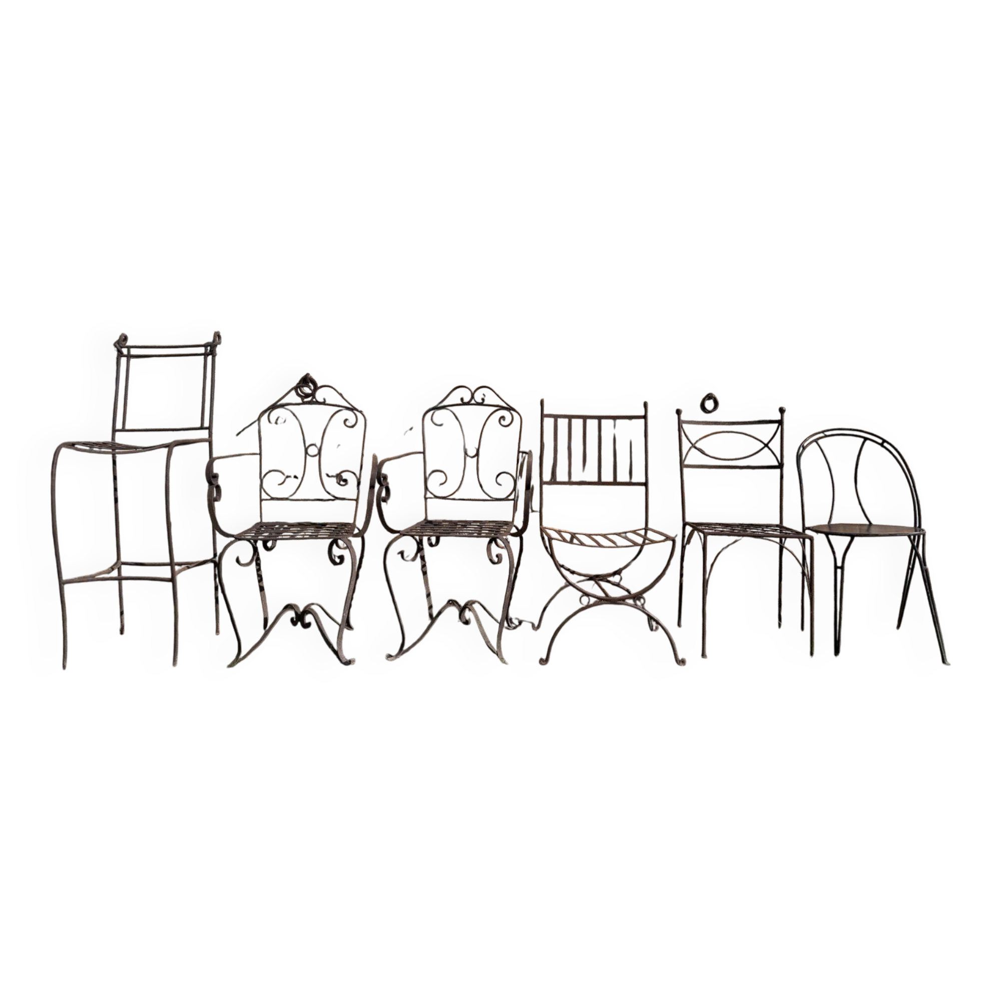 Set of handcrafted wrought iron chairs