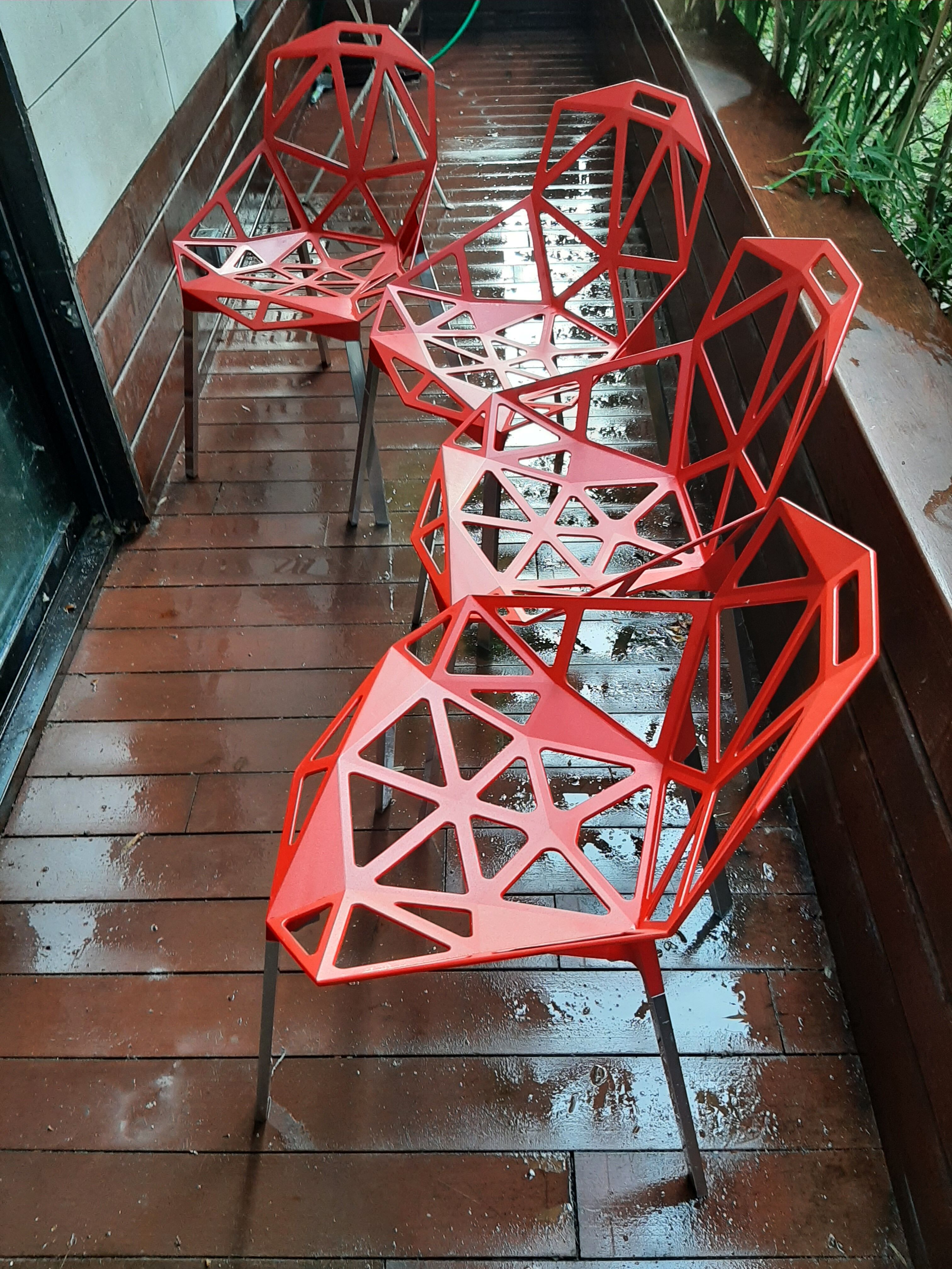 Set of 4 Magis One Konstantin Grcic aluminum chairs