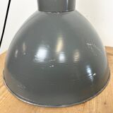Grey industrial aluminium pendant lamp from polam wilkasy, 1960s