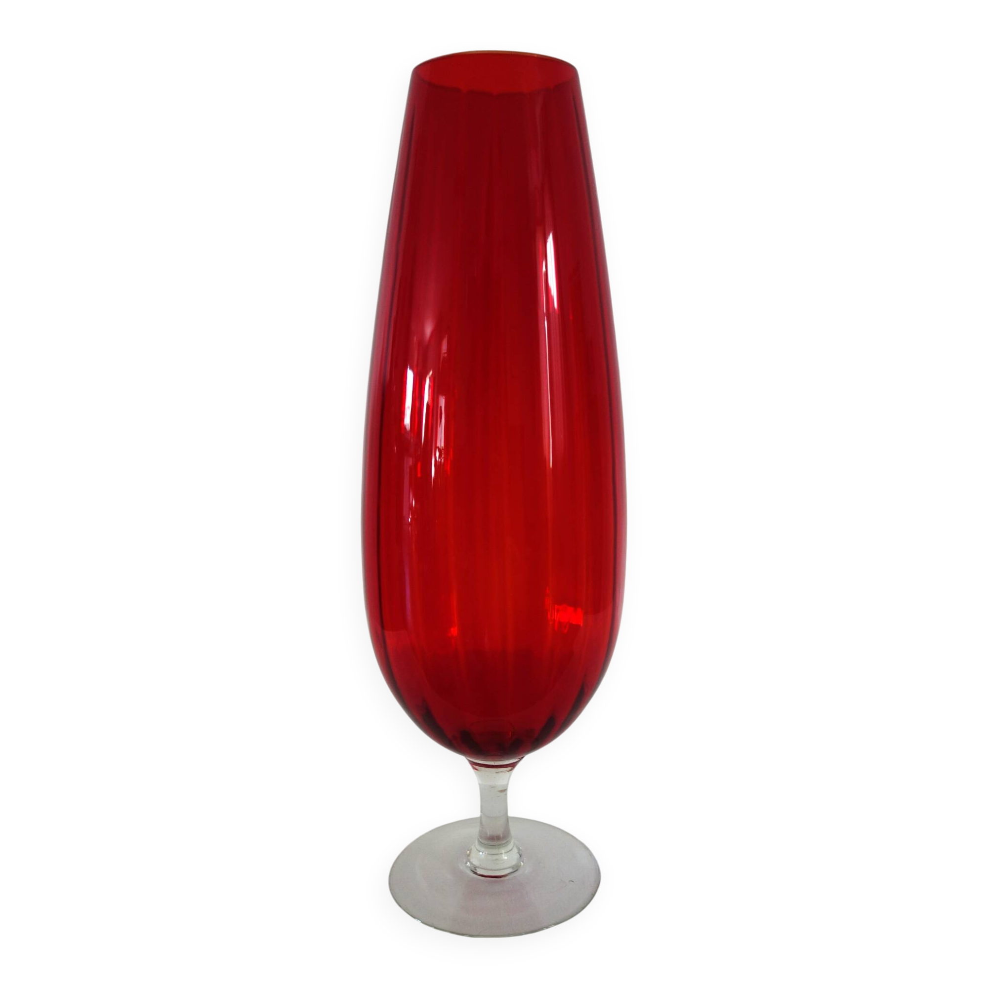 Large vintage red glass vase, 50cm