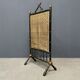 Antique black and gold faux bamboo fireplace screen