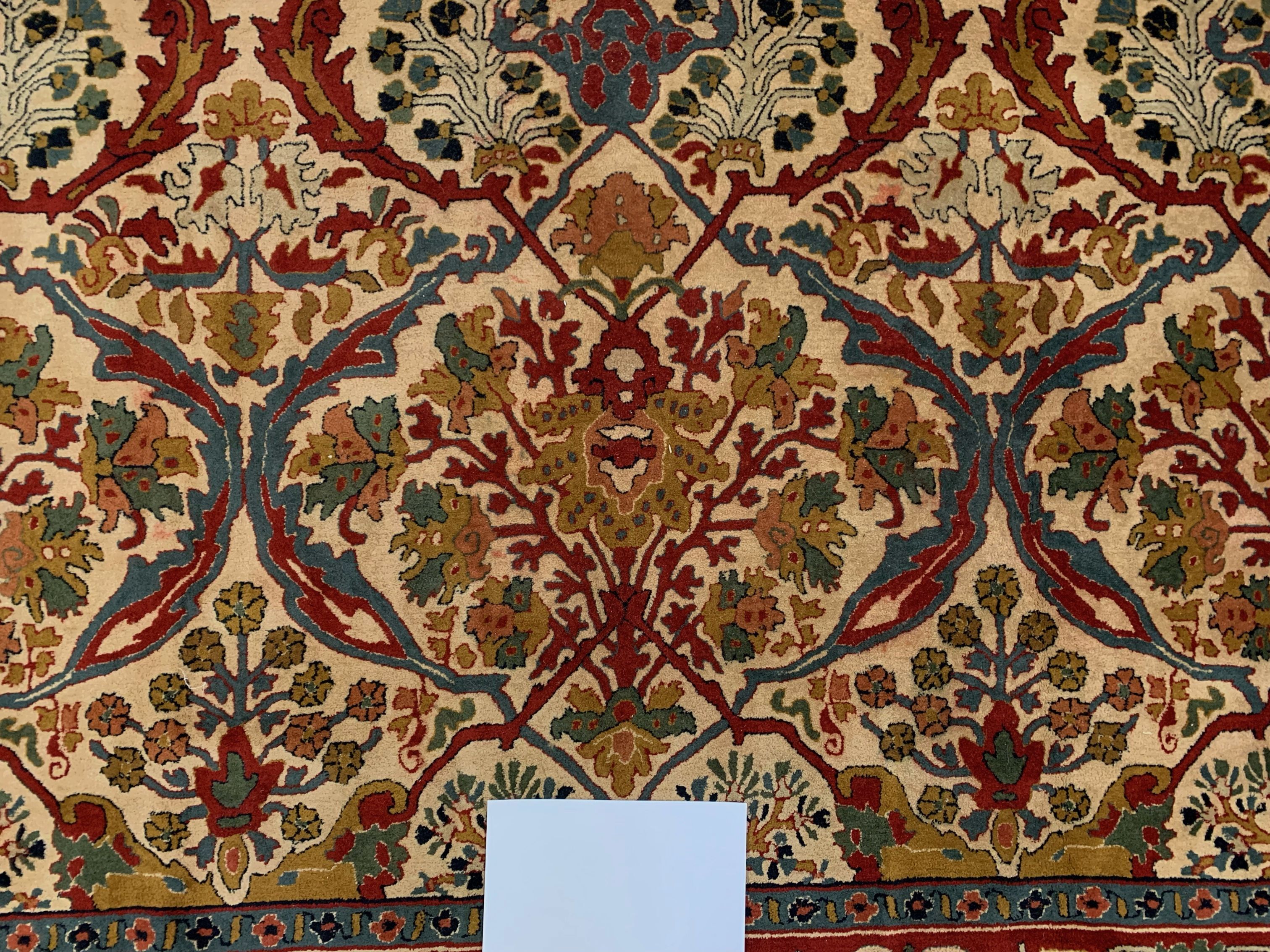 XL Vintage Arts and Crafts, W Morris style Rug 400x296 cm, Red Blue