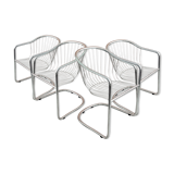 Chrome wire dining chairs by gastone rinaldi, 1970's.