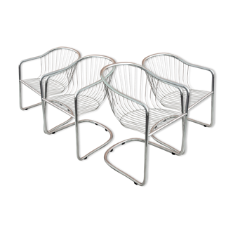 Chaises de salle à manger chrome wire par gastone rinaldi, années 1970.