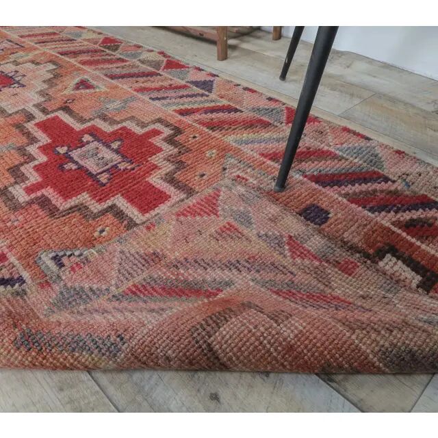 Vintage Natural Turkish Hand-Knotted Pink Runner 80x360