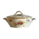 Antique porcelain soup bowl with floral decoration and golden border