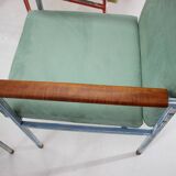 1960s Set of Eight Iron and Wood Armchairs/Dining Chairs,Czechoslovakia