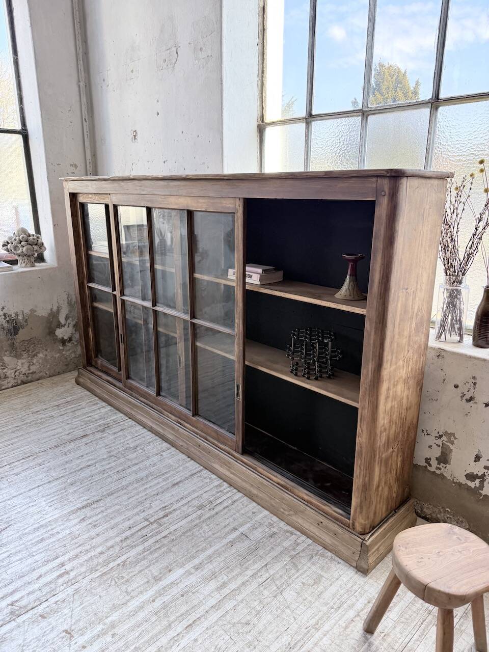 Enfilade meuble de métier XXL portes vitrées