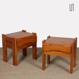 Pair of elm bedside tables for Maison Regain, 1970