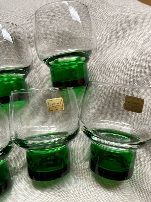 Verres à eau retro pied vert luminarc