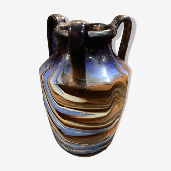 Vintage glass pate vase 3 handles