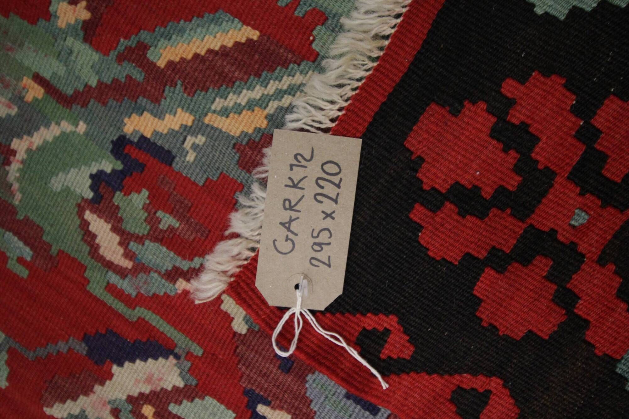 Vintage Red Caucasian Kilim Rug Handwoven Tribal Wool Flatweave Carpet