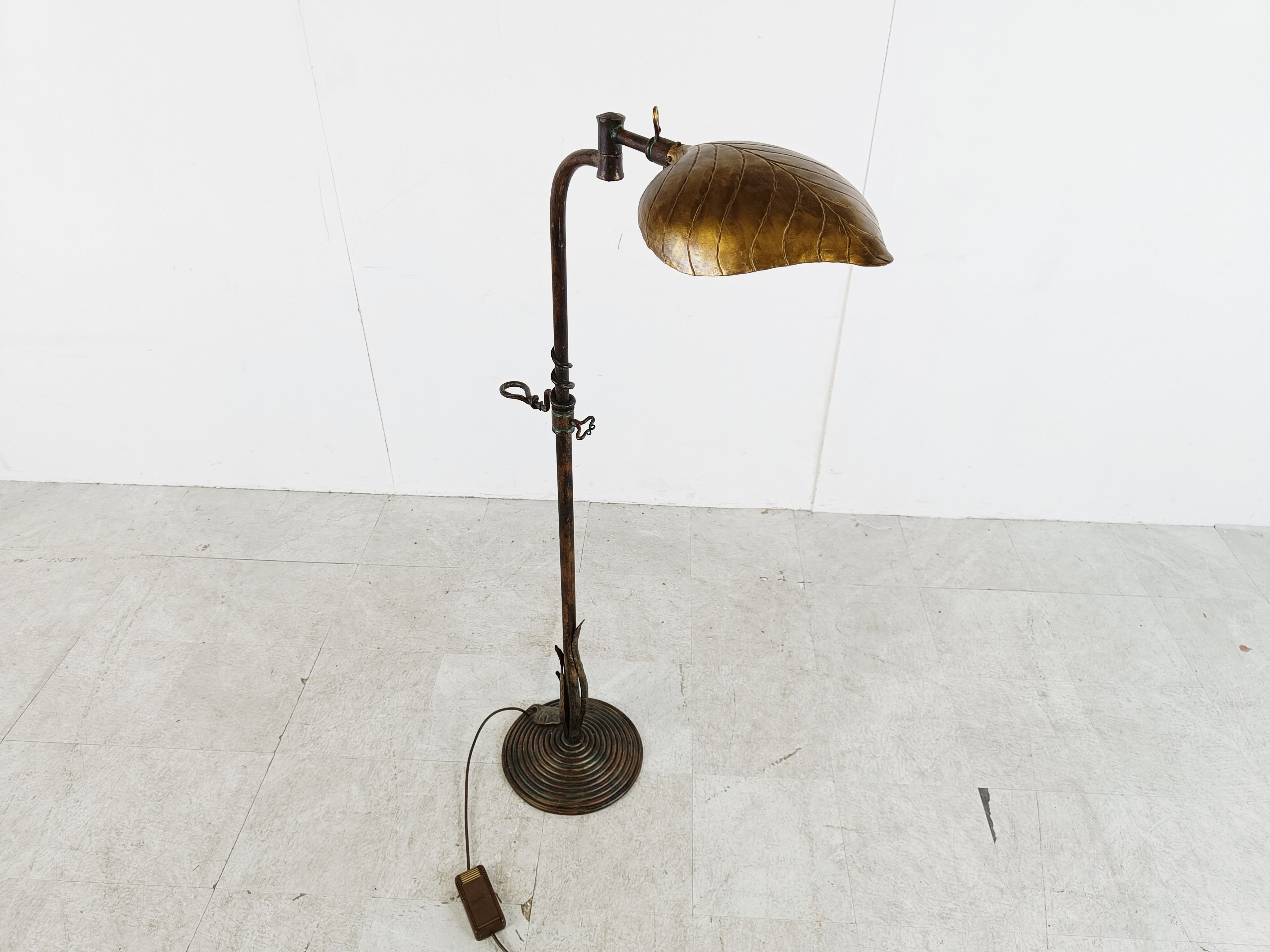 Vintage brass leaf floor lamp 1970s