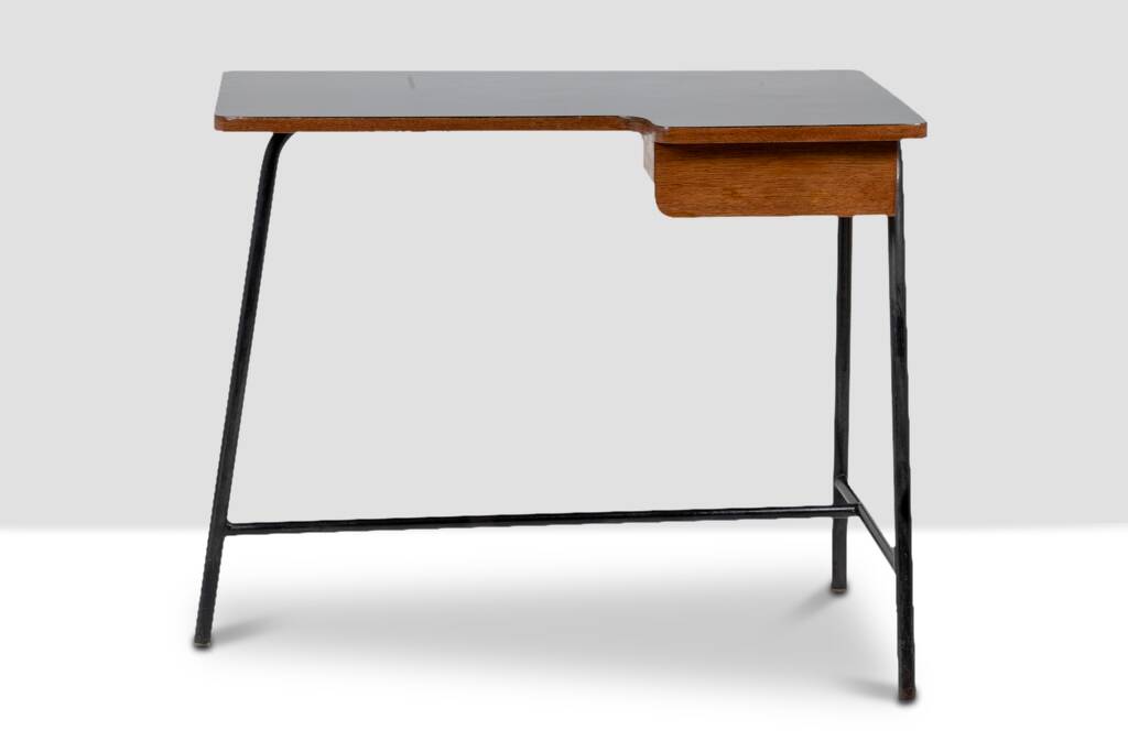 Jacques Hitier for MBO, Desk in oak and black metal, year 1951